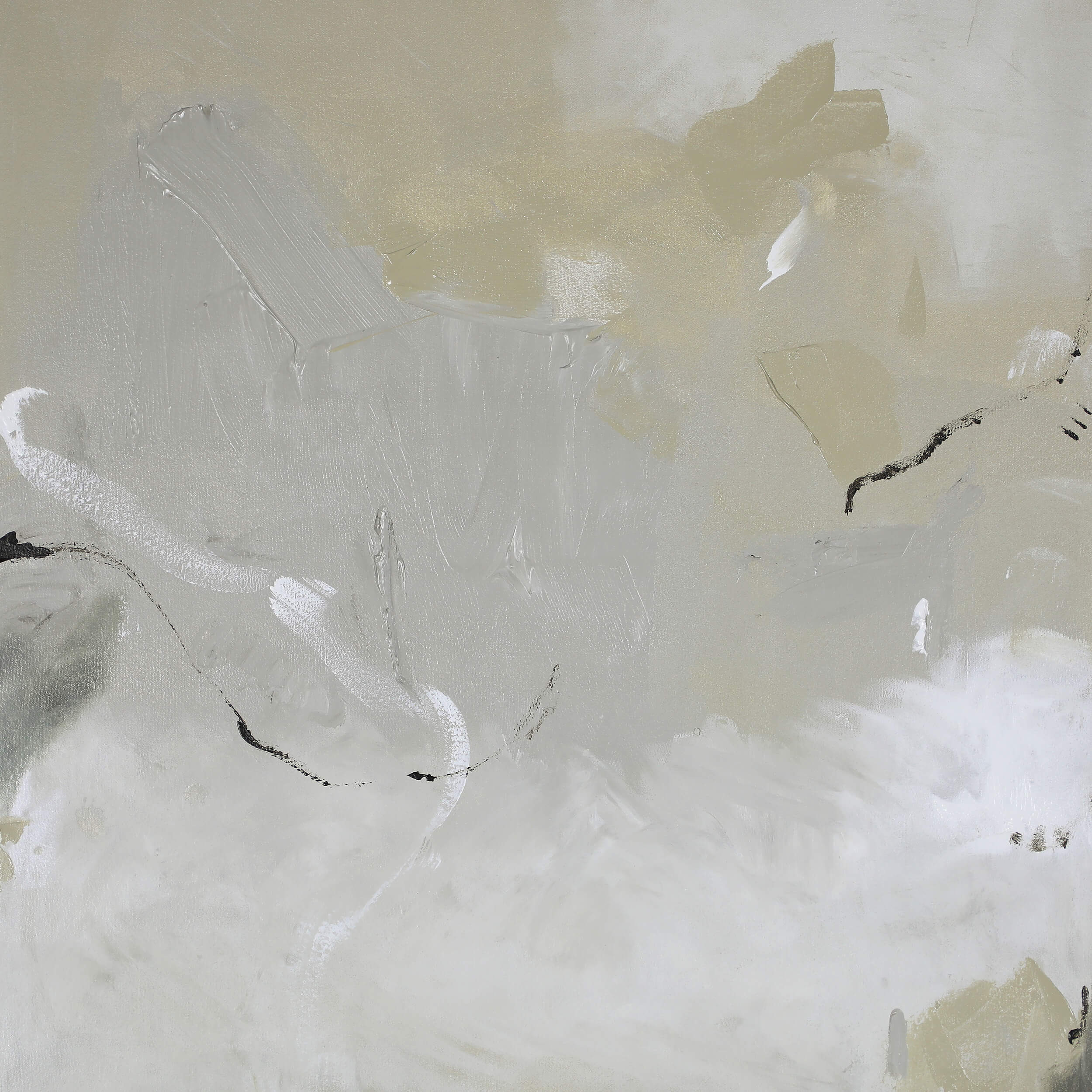 Close up of a neutral medium abstract painting by Lee J Morgan Art