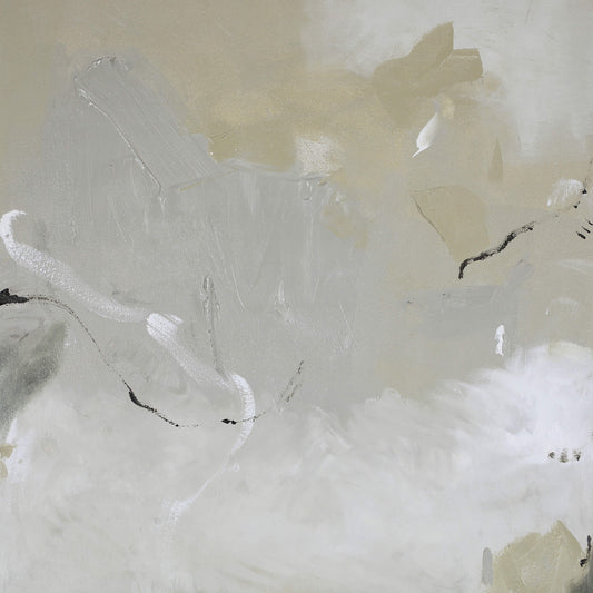 Close up of a neutral medium abstract painting by Lee J Morgan Art