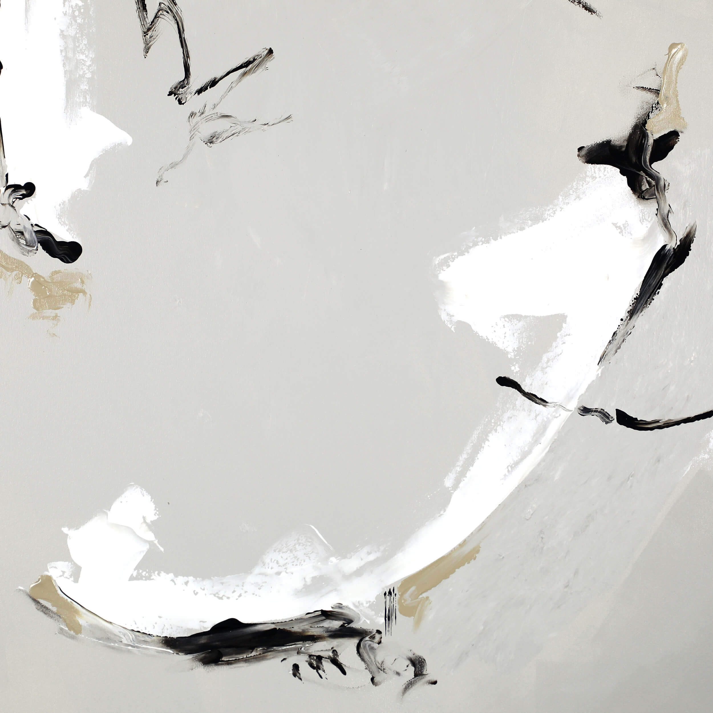 Close-up of a  medium grey abstract artwork by Lee J Morgan