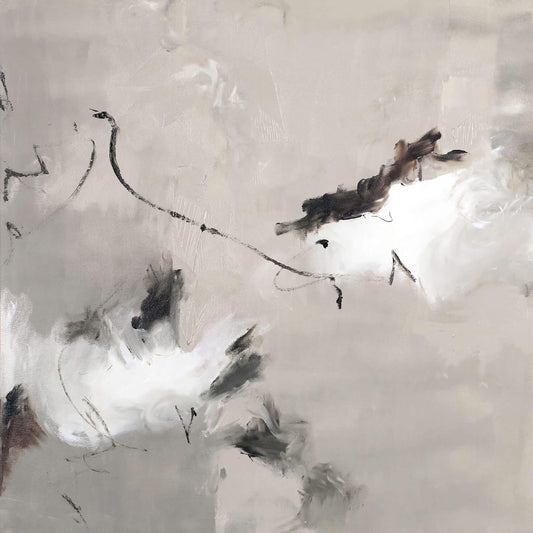 Close-up of a medium neutral abstract painting by Lee J Morgan Art