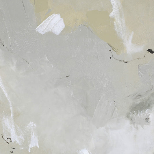 Close up of a grey and neutral medium abstract painting by Lee J Morgan Art